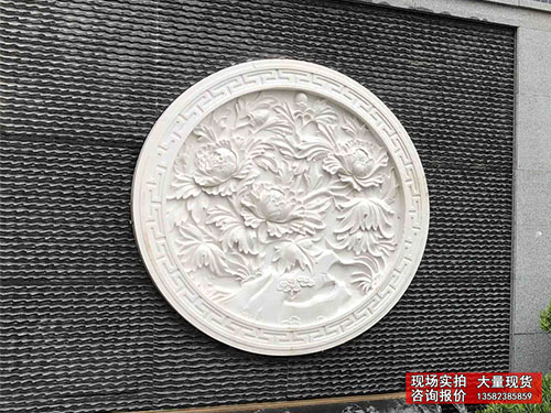 天然汉白玉浮雕牡丹浮雕图片 石材浮雕加工厂家